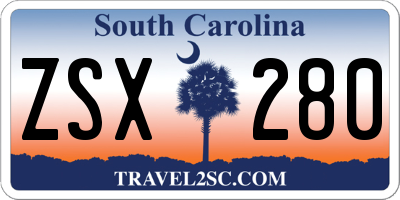 SC license plate ZSX280