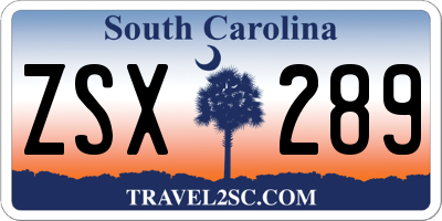 SC license plate ZSX289