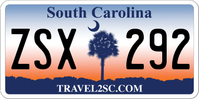 SC license plate ZSX292