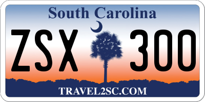SC license plate ZSX300