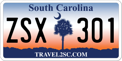 SC license plate ZSX301