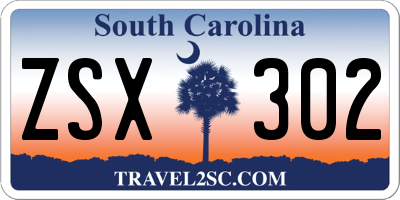 SC license plate ZSX302