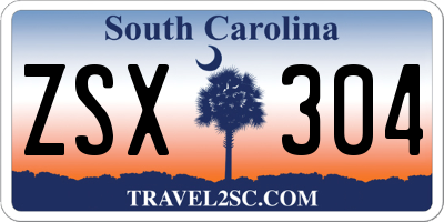 SC license plate ZSX304