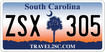 SC license plate ZSX305