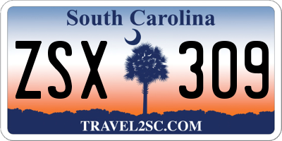 SC license plate ZSX309
