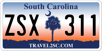 SC license plate ZSX311