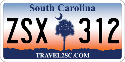 SC license plate ZSX312