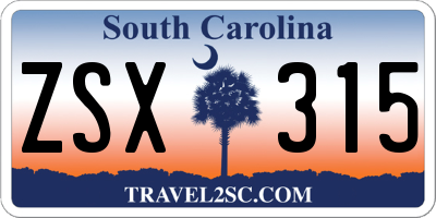SC license plate ZSX315