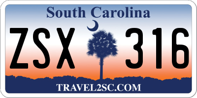 SC license plate ZSX316