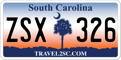 SC license plate ZSX326