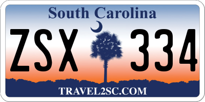 SC license plate ZSX334