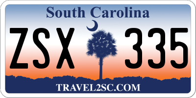 SC license plate ZSX335