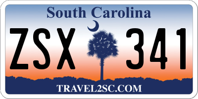 SC license plate ZSX341