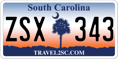 SC license plate ZSX343