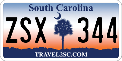 SC license plate ZSX344