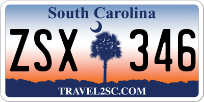 SC license plate ZSX346