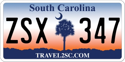 SC license plate ZSX347