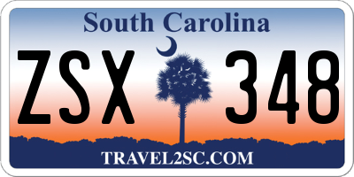 SC license plate ZSX348
