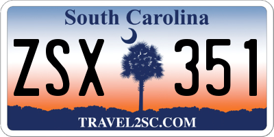 SC license plate ZSX351