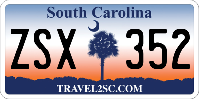 SC license plate ZSX352