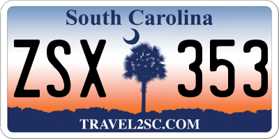 SC license plate ZSX353