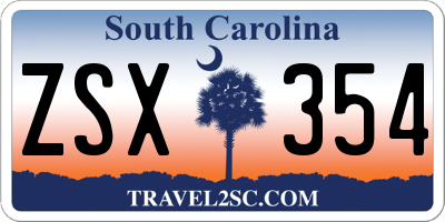 SC license plate ZSX354