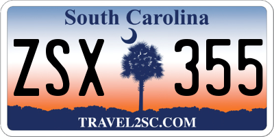SC license plate ZSX355