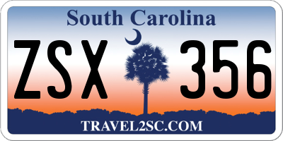 SC license plate ZSX356