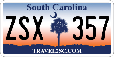 SC license plate ZSX357