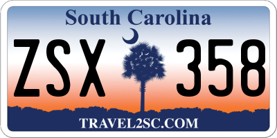 SC license plate ZSX358