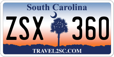 SC license plate ZSX360