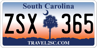 SC license plate ZSX365