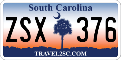 SC license plate ZSX376