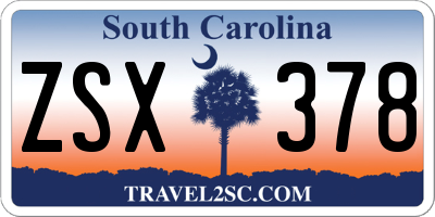 SC license plate ZSX378