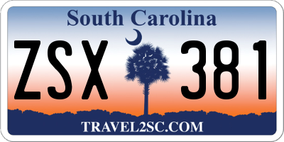SC license plate ZSX381