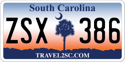 SC license plate ZSX386