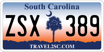 SC license plate ZSX389