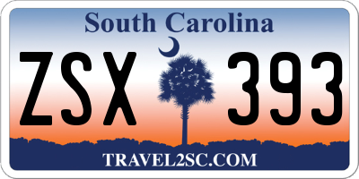 SC license plate ZSX393