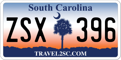 SC license plate ZSX396