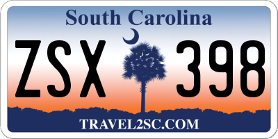 SC license plate ZSX398