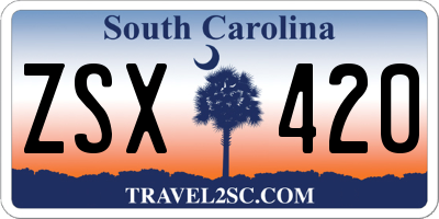 SC license plate ZSX420