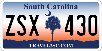 SC license plate ZSX430