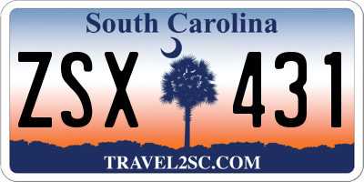 SC license plate ZSX431