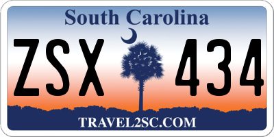 SC license plate ZSX434