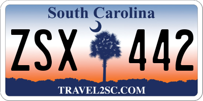 SC license plate ZSX442