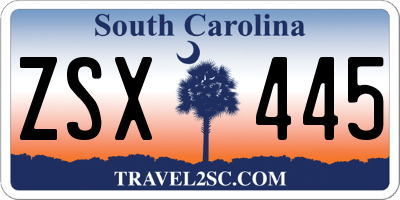 SC license plate ZSX445
