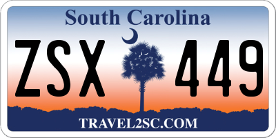 SC license plate ZSX449