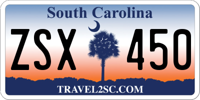SC license plate ZSX450