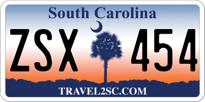 SC license plate ZSX454