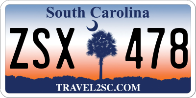 SC license plate ZSX478